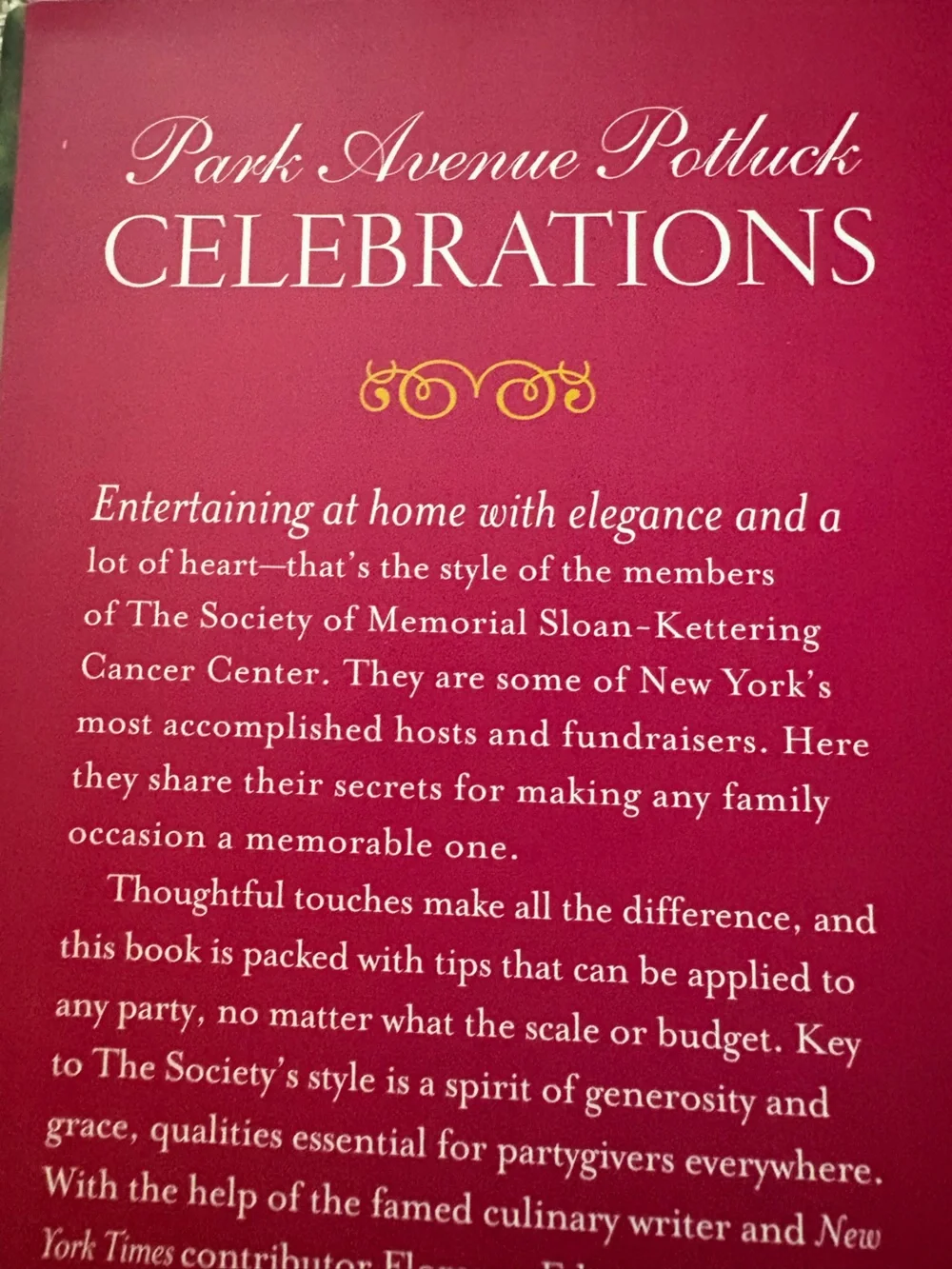 Park Avenue Potluck Celebrations HC Rizzoli Memorial Sloan Kettering 2009
